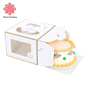 Baoren 6 8 10 12 Inch Square Rigid Cake <b>Box</b> With Clear Window Handle <b>Box</b> For Cake Transparent Packaging for Cupcakes & <b>Desserts</b> - Product Image 2