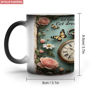 Thick Handle Durable <b>Ceramic</b> Mug 11oz Heat Changing <b>Cup</b> Frosted Black - Product Image 1
