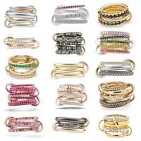 Bague empilable multi-bandes en or 18 carats plaqué, pavée de zircone cubique, minimaliste, demi-fine, pour femme - Disponible en plusieurs matériaux