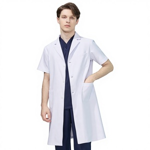 <span class=keywords><strong>เสื้อ</strong></span>กาวน์แพทย์ชายแบบปรับได้ สีขาว สำหรับช่างชีววิทยา ผ้าทอ - Product Image 1