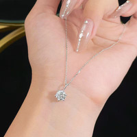 Collier pendentif en platine Pt950 avec diamant de laboratoire pour femme, solitaire, étincelant, minimaliste, délicat, chaîne de mode, bijoux fins