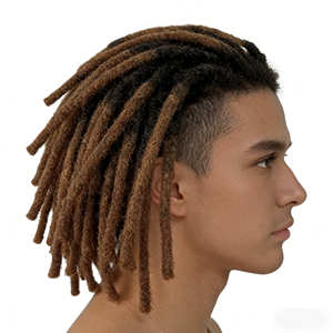 Systèmes capillaires en cheveux humains vierges malaisiens, couleur ombrée bicolore T2/30, 8 pouces, dreadlocks, toupet à nœuds, base en polyuréthane PU 6x9 pour hommes noirs - Product Image 4