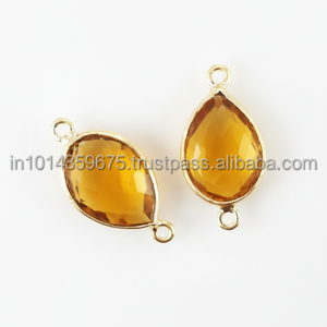 925 plata esterlina oro rosa y plata bisel piedra preciosa conector miel cerveza cuarzo colgante encanto para joyería de fiesta - Product Image 1