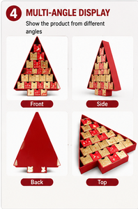Custom Christmas Tree Shaped Advent <b>Calendar</b> Box 17 Drawer Red Gold Foil Empty OEM Luxury Holiday Countdown Packaging Wholesale - Product Image 2