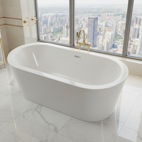Baignoire autoportante ovale moderne en acrylique pour bains relaxants en intérieur, idéale pour les hôtels, les villas ou la vente en gros pour usage domestique