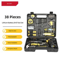 Perceuse à main Deli DL1038L, perceuse au lithium, tournevis électrique, boîte à outils, ensemble de 38 pièces
