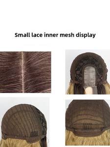 Perruque longue bouclée à grandes ondulations, blonde et brune, avec petite dentelle tissée dégradée, style européen-américain pour le commerce extérieur - Product Image 4