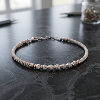 Bracelet en argent sterling 925 à deux pierres, chaîne torsadée multi-brins avec fermoir à griffe de homard standard, bijoux