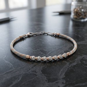 สร้อยข้อมือเงินแท้ 925 แบบหลายเส้น ดีไซน์เกลียว ประดับด้วยหินสองเม็ด พร้อมตัวล็อกแบบก้ามปูมาตรฐาน - Product Image 3