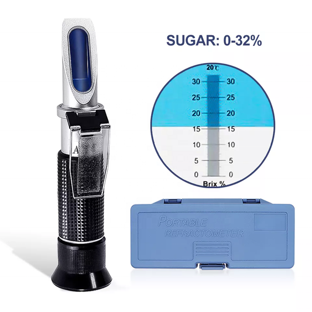 0-32% Handheld Brix Refractometer Tester Meter Sugar Fruit Vegetables Juice Refractometer with ATC