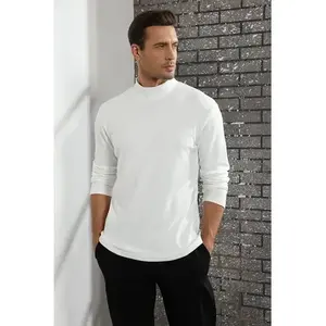 Eurus <b>Men's</b> <b>Long</b> <b>Sleeve</b> Russian Collar <b>T</b>-<b>Shirt</b> Cotton Knitted Solid Pattern Casual Fit 220gsm Silk Screen Printing Regular Size - Product Image 4