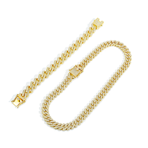 Kubanische Kette New Style Cuban Chain Man Halskette 18 Karat vergoldet Voll Strass Legierung Hip Hop Halskette Eis aus Miami Halskette - Product Image 6