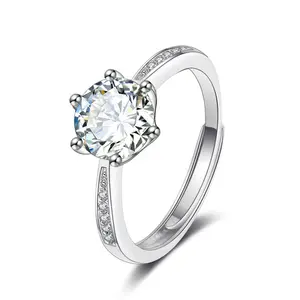 Dropshipping Stocks Selling 925 Sterling Silver Colored Customize Logo Rings CZ Zircon Wedding Jewelry Free Size Bridal Rings