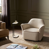 Fauteuil pivotant à 360 degrés avec repose-pieds beige/gris, canapé moderne, garniture cloutée pour chambre à coucher, salle de jeux, coiffeuse, fauteuil pour salon