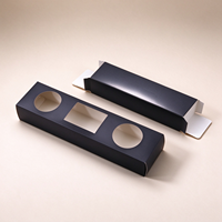 Boîte cadeau en papier kraft noir en gros avec fenêtre perforée, emballage en matériaux recyclés, emballage de produit personnalisé