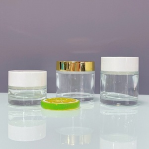 Empty Skincare <b>clear</b> Glass <b>Container</b> 50ml 5g 10g 20g 30g 50g 60g 80g 100g 120g 200g Face Cream Glass Cosmetic Jars with Lid - Product Image 1