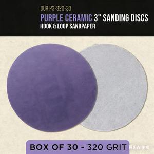 100 disques abrasifs en céramique à film violet de qualité supérieure, grain 320, 3 pouces, avec fixation auto-agrippante, <span class=keywords><strong>pour</strong></span> ponceuse orbitale, <span class=keywords><strong>perceuse</strong></span>, meuleuse, outil rotatif - Auto - Product Image 3