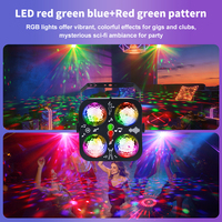 Projecteur de lumière de scène YSH 4 LED vert, boule disco, stroboscope, activé par le son, télécommande, motifs rave, pour fêtes et décorations de vacances