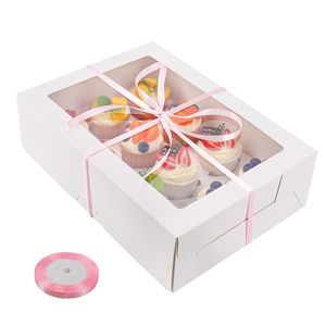 12 Holes Cupcake Containers Bakery Chocolate Donut Package Boxes with Window, Pastry Boxes Cookie Box