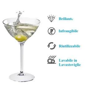 Bicchieri da Martini Riutilizzabili 300Cc in Plastica Trasparente per Cocktail - Product Image 3
