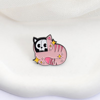 Broche en métal créative Chat Crâne Rose, accessoires mignons, broche animale Chat Crâne, épinglette en émail souple