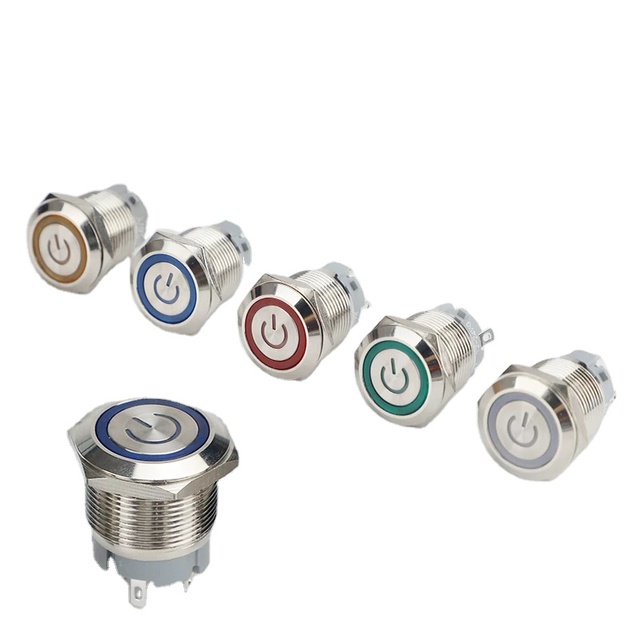 19MM Metal Push-button Switch Self-reset and Self-locking Position Short Circular Power Supply logo Button
