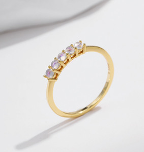 S925 <b>Silver</b> Women's <b>Opal</b> <b>Ring</b> 22K Gold Plated Minimalist Gemstone Prong Setting Everyday versatile perfect Wear - Product Image 6
