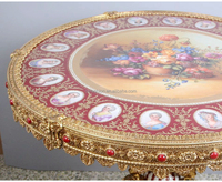 OE-FASHION italien luxe petite table français loisirs Vintage château tout cuivre peint à la main en céramique bleu salon meubles
