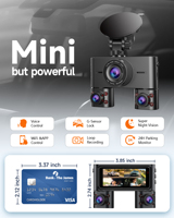 Caméra embarquée 4 canaux, mini dashcam 4 objectifs (avant, arrière, gauche, droite), enregistreur DVR de voiture 1080P, boîte noire de voiture 4CH avec WiFi et vision nocturne
