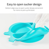 Assiettes en silicone FUBON en forme d'éléphant pour bébés et tout-petits, assiettes qui restent en place, divisées, compatibles micro-ondes et four, lavables au lave-vaisselle