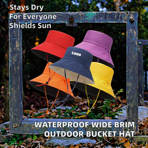 Chapeau Bob Personnalisé pour Sports de Plein Air, Voyages, Pêche Quotidienne, Cyclisme, avec Patch en Caoutchouc Imperméable, Rayé, 100% Coton, Dessus Plat - Product Image 2