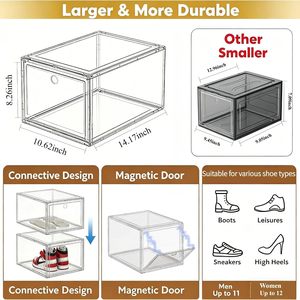 Organizador <span class=keywords><strong>de</strong></span> caja <span class=keywords><strong>de</strong></span> zapatos Caja <span class=keywords><strong>de</strong></span> zapatos <span class=keywords><strong>de</strong></span> <span class=keywords><strong>plástico</strong></span> apilable con puerta delantera Caja <span class=keywords><strong>de</strong></span> almacenamiento <span class=keywords><strong>de</strong></span> zapatos Contenedores para exhibición Zapatillas <span class=keywords><strong>de</strong></span> deporte Fácil montaje - Product Image 2