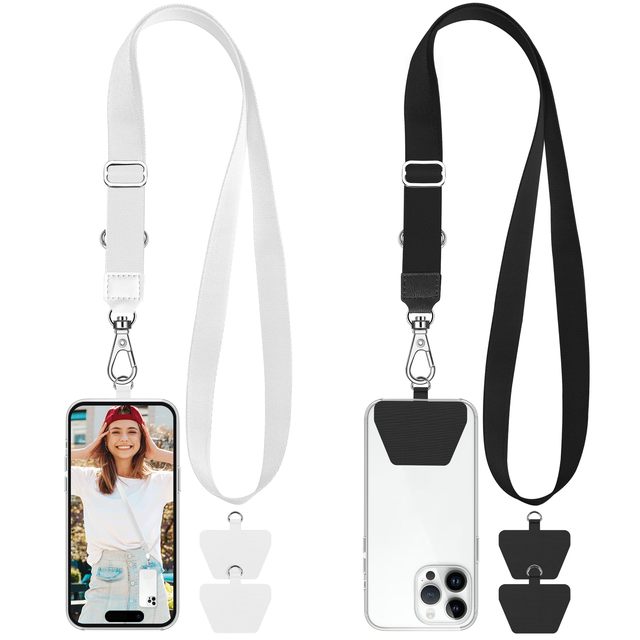 Adjustable Crossbody Phone Lanyard With Tether Patch Universal Nylon Strap 360 Rotation Hook Anti Lost Mobile Phone Strap