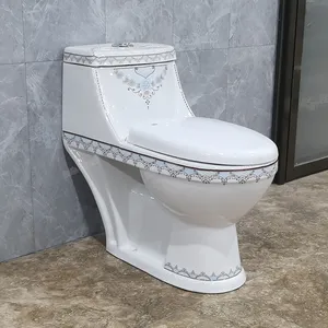 Inodoro con estampado de patrón de flores, Wc, diseño Popular de Arabia, una pieza, s-trap, 250mm