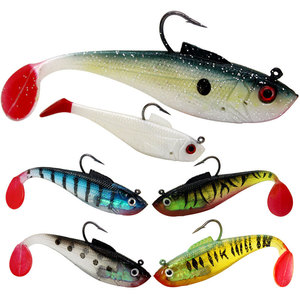 Lead head single hook soft fishing lures 110mm 19g OEM Custom T tail soft bait lead fish