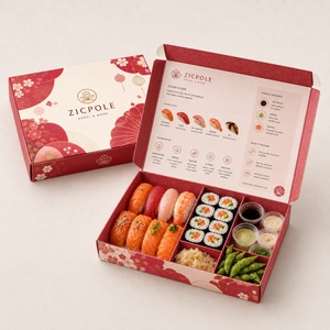 Boîte <span class=keywords><strong>à</strong></span> <span class=keywords><strong>sushi</strong></span> en papier biodégradable robuste et personnalisée avec séparateurs pour la restauration, la vente <span class=keywords><strong>à</strong></span> emporter et l'emballage alimentaire - Product Image 1