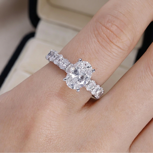 Karats 1 Carat <b>Oval</b> Cut Modern GRA Certified <b>Moissanite</b> Antique Silver Plated Women's Gemstone Wedding Gift <b>Ring</b> Claw Setting - Product Image 1