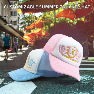 Customizable American Style <b>Summer</b> Trucker <b>Hat</b> 3D Embroidered Letter Badges Breathable Mesh Common Fabric Men <b>Women</b> Casual Wear - Product Image 2