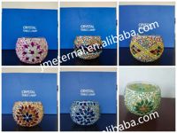 Bougie LED artisanale en mosaïque de verre, porte-bougie chauffe-plat, décoration d'intérieur pour Noël, fêtes et mariages