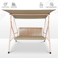 Fauteuil suspendu moderne personnalisable en rotin tressé 3 places avec auvent et structure en acier pour patio, jardin, véranda