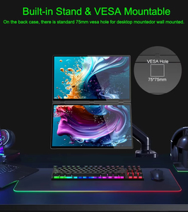 Moniteur portable 18,5 pouces FHD 1080P essentiel pour le <span class=keywords><strong>télétravail</strong></span>, <span class=keywords><strong>écran</strong></span> double pliable, améliore l'efficacité des réunions vidéo - Product Image 2