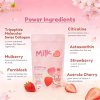 Poudre de beauté naturelle aux saveurs de fruits 180g : Fraise, Cantaloup, Matcha – Éclat de la peau, Bien-être immunitaire, Digestion, Produits de beauté