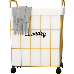 Nordic Home Storage Organization Wire Metal Household Toy Dirty Clothes Container Laundry Storage Basket with Handle