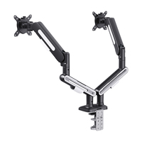 Support d'écran double bras à ressort à gaz pour écrans de 10 à 42 pouces, support de bureau en aluminium, couleurs personnalisées avec gestion des câbles