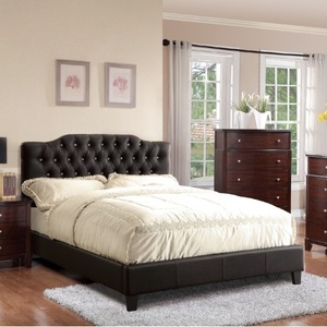 Modern Faux Leather Gorgeous <b>Queen</b> <b>Size</b> <b>Bed</b> Bedframe Modern Tufted Upholstered Headboard Bedroom Furniture - Product Image 1