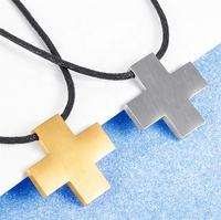 Yiwu Aceon acier inoxydable graisse large croix courte hommes plaine bijoux religieux personnalisé brossé curseur carré croix pendentif
