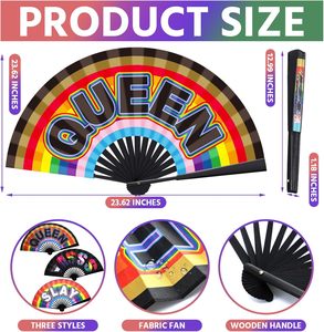 Vente en gros d'éventails en papier Rainbow Pride Éventails publicitaires portatifs Éventails pliants logo personnalisé drapeau hawaïen en plastique imprimé - Product Image 5