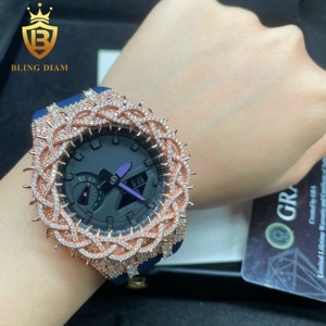 Rose Gold Plated throny vvs moissanite kim cương xem trường hợp ga2100 xem bezel ban nhạc khóa GRA giấy chứng nhận - Product Image 5