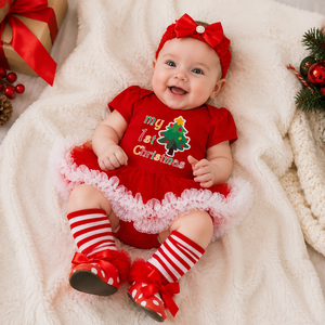 Conjunto de Vestido Tutú de Manga Corta para Bebé, Mi Primera Navidad, Traje Navideño para Niñas, Venta al Por Mayor - Product Image 1