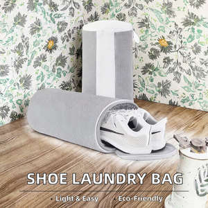 Sac à linge en maille gris léger pour baskets et chaussures de tennis, réutilisable, en polyester, compatible sèche-linge, pour le nettoyage des chaussures - Product Image 5